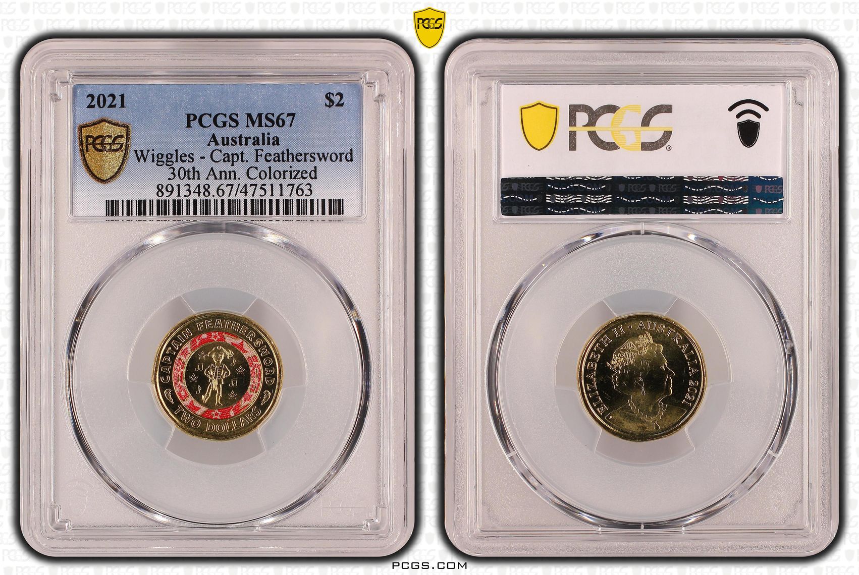 Elizabeth II, Wiggles - Capt. Feathersword , Two Dollar, 2021, PCGS MS67