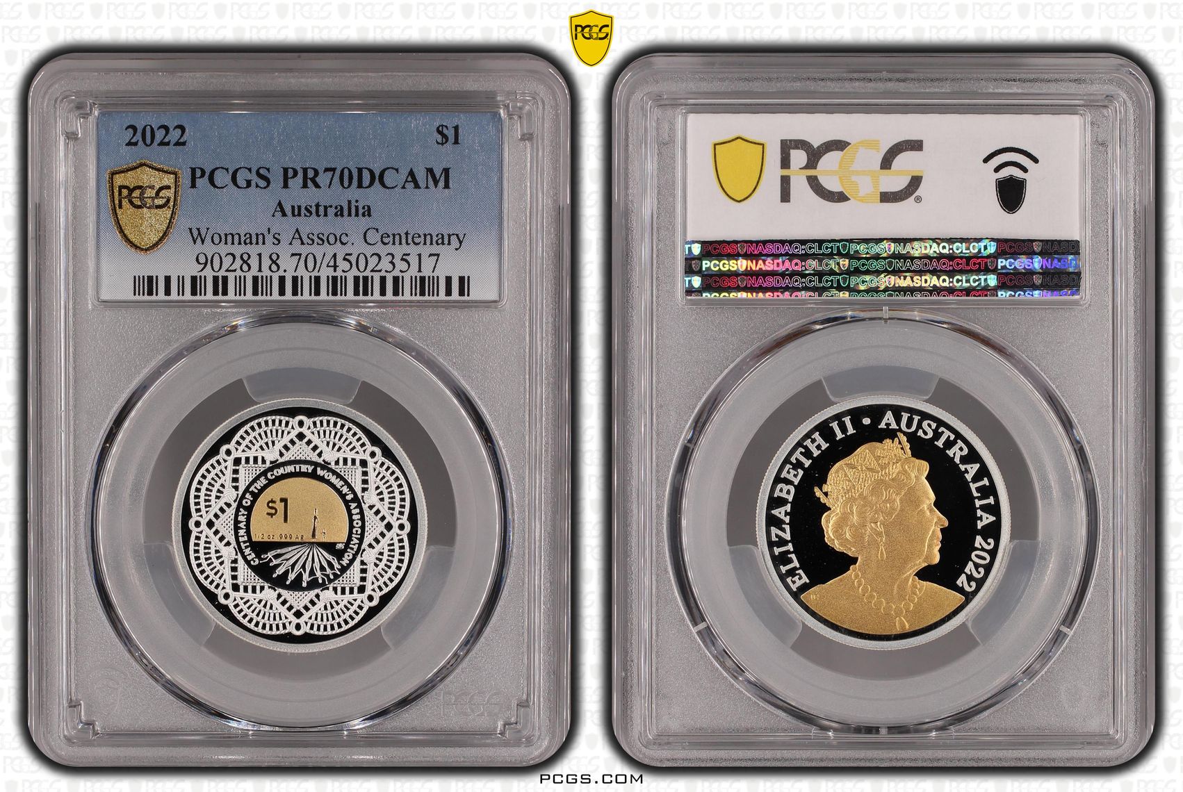 Country Women's Association Partial Gilt, One Dollar, 2022, PCGS PR70DCAM