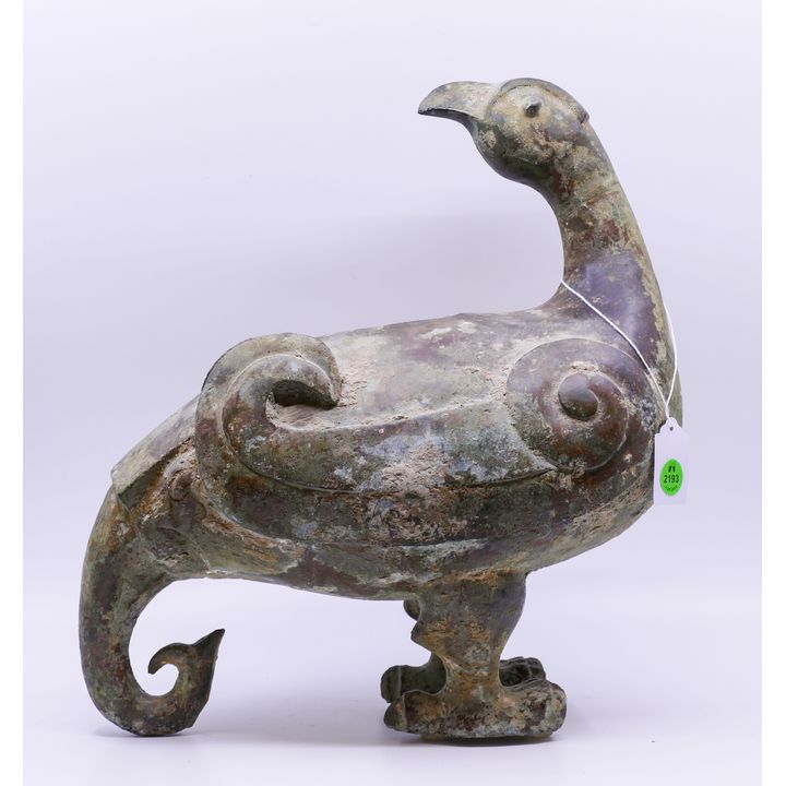 Chinese Archaic Bronze Figural Bird Vessel- 14x13''