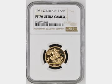 1981 PROOF GOLD SOVEREIGN PF70 UCAM TOP POP!