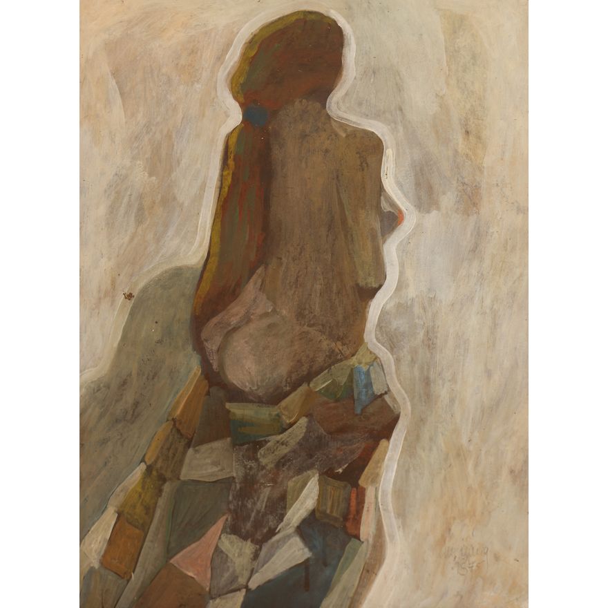 William Cumming ''Nude with Patchwork Quilt'' 1975 Tempera