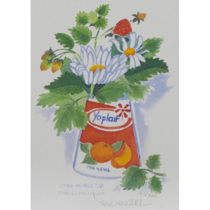 Rie Munoz "Mixed Bouquet" 2006 Signed Print 11.25" x 9.25" Sheet.