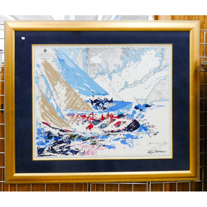 LeRoy Neiman America's Cup Sailing Serigraph Framed- 34x41''