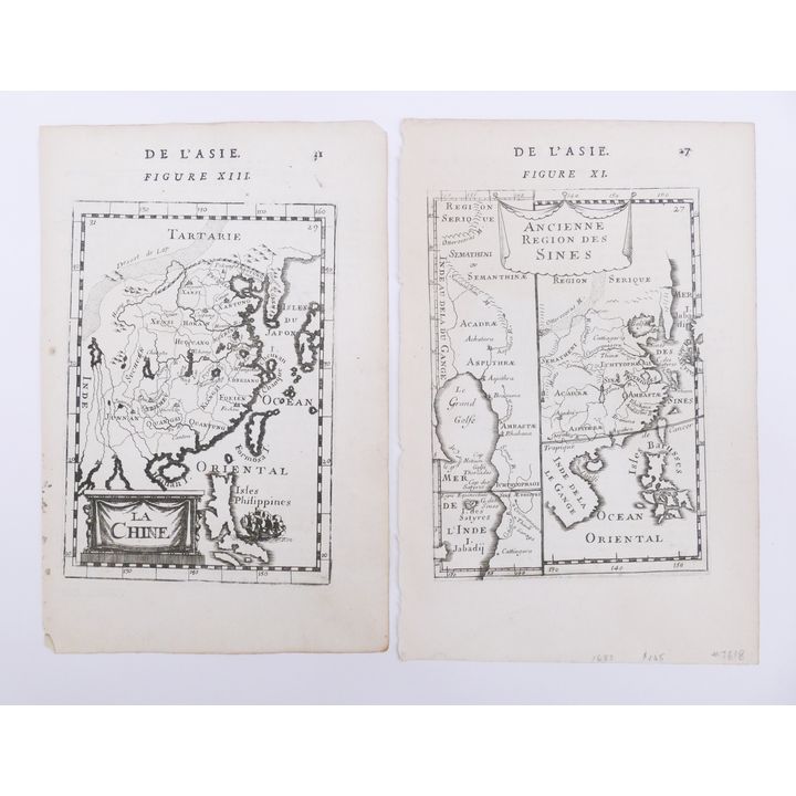 2pc Alain Mallet, De L'Asie Maps. Paris, 1683