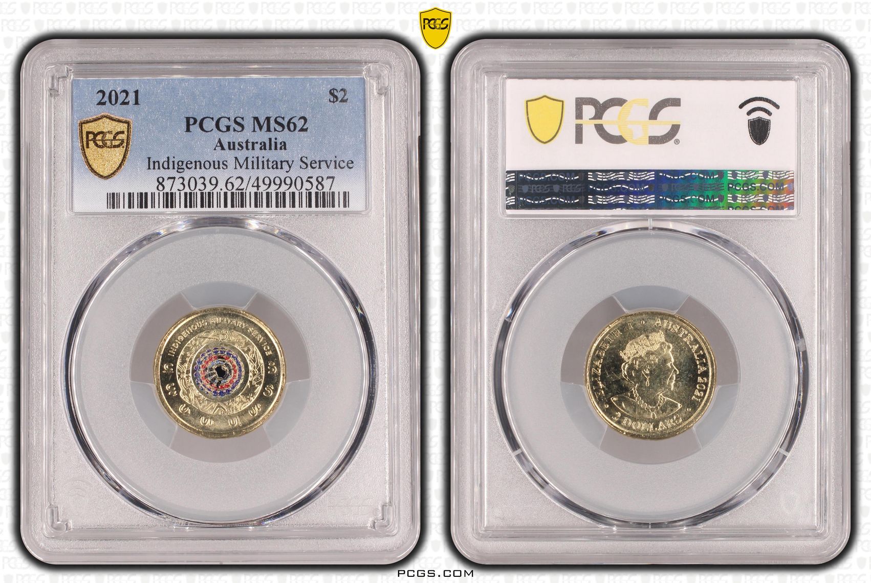 Indigenous Military Service Colourised, Two Dollar, 2021, PCGS MS62