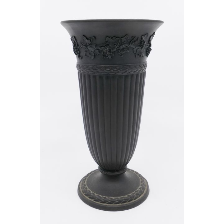 Wedgwood Basalt Ware Footed Trumpet Vase- 7.25"