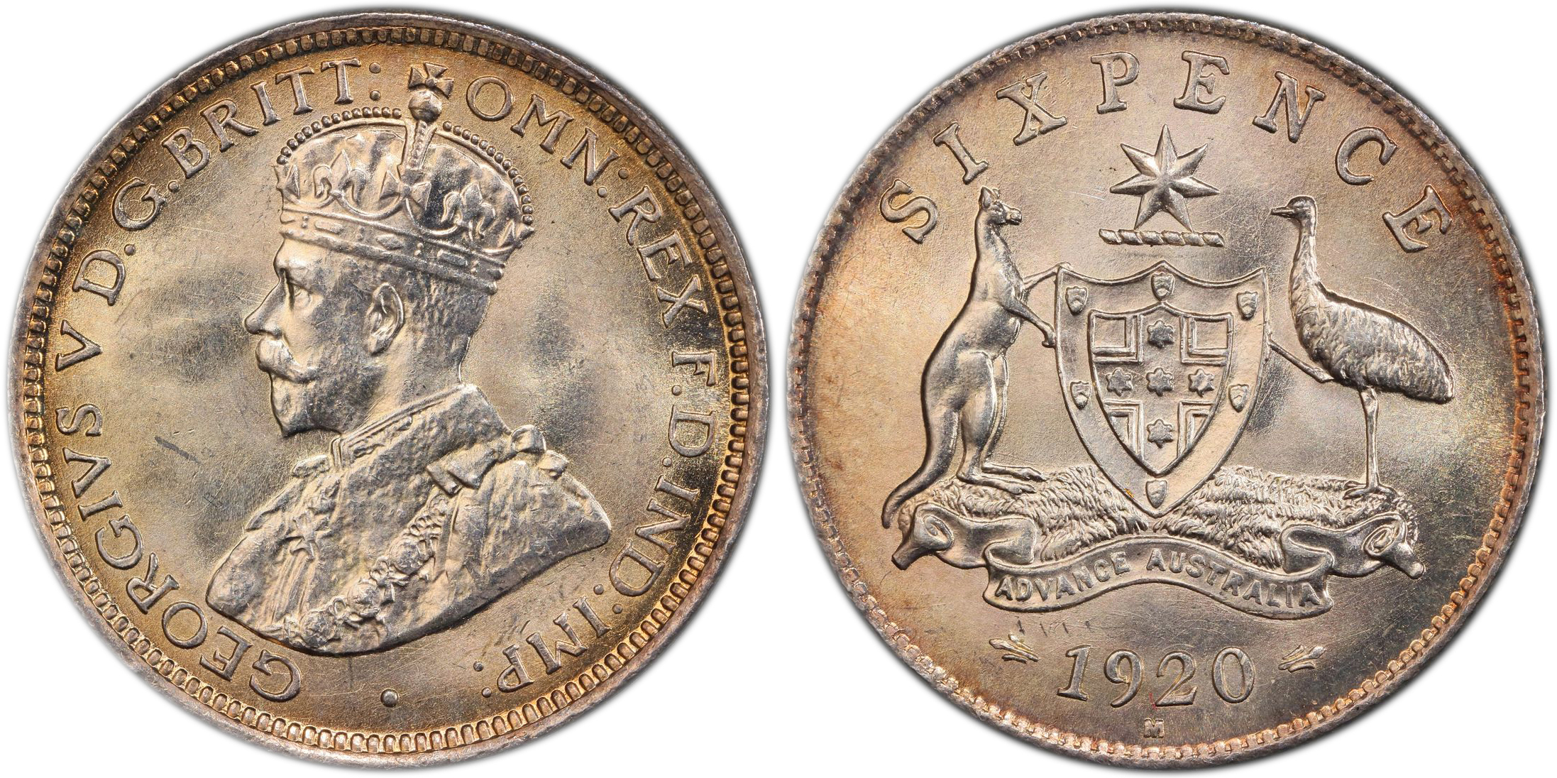 George V, , Sixpence, 1920-M, PCGS MS65
