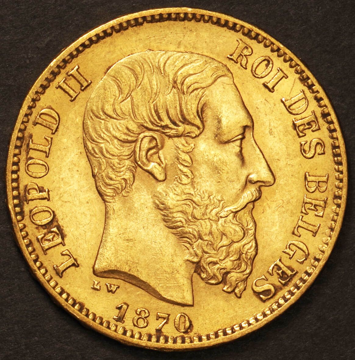 ベルギーレオポルド2世 ベルギー20フラン金貨