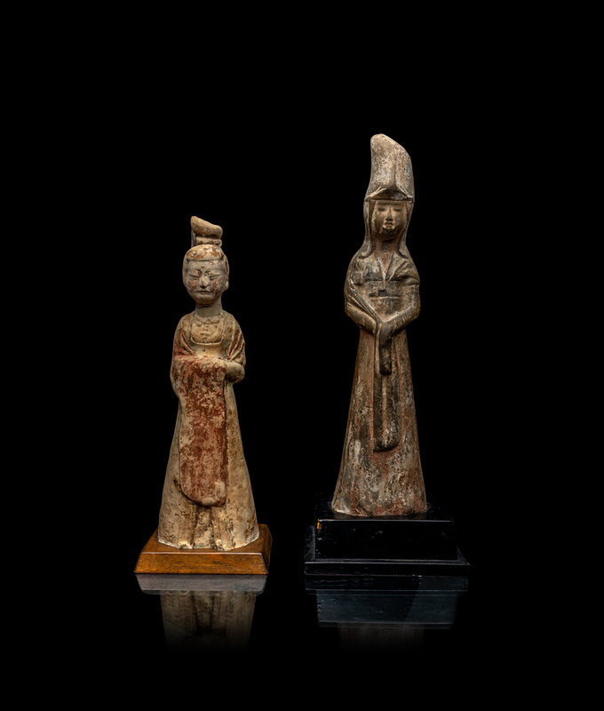 Two Chinese Pottery Court Ladies