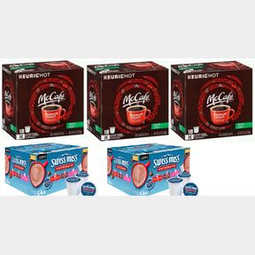 3X KEURIG HOT MC CAFE BOXES PREMIUIM BLEND 12 PACK & 2X SWISS MISS K-CUP COLLECTION 54 PACK