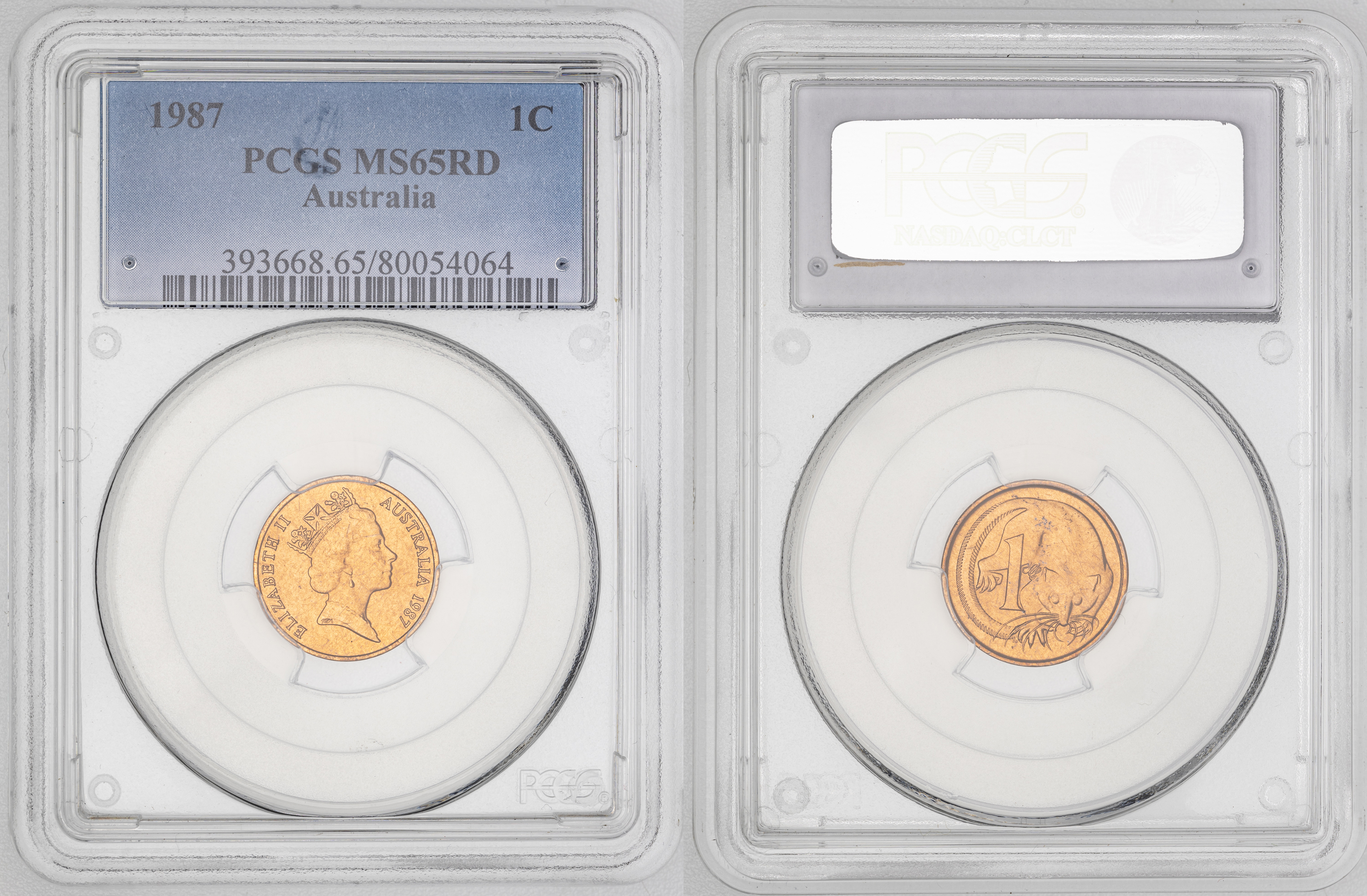 Elizabeth II, One Cent, 1987, PCGS MS65RD