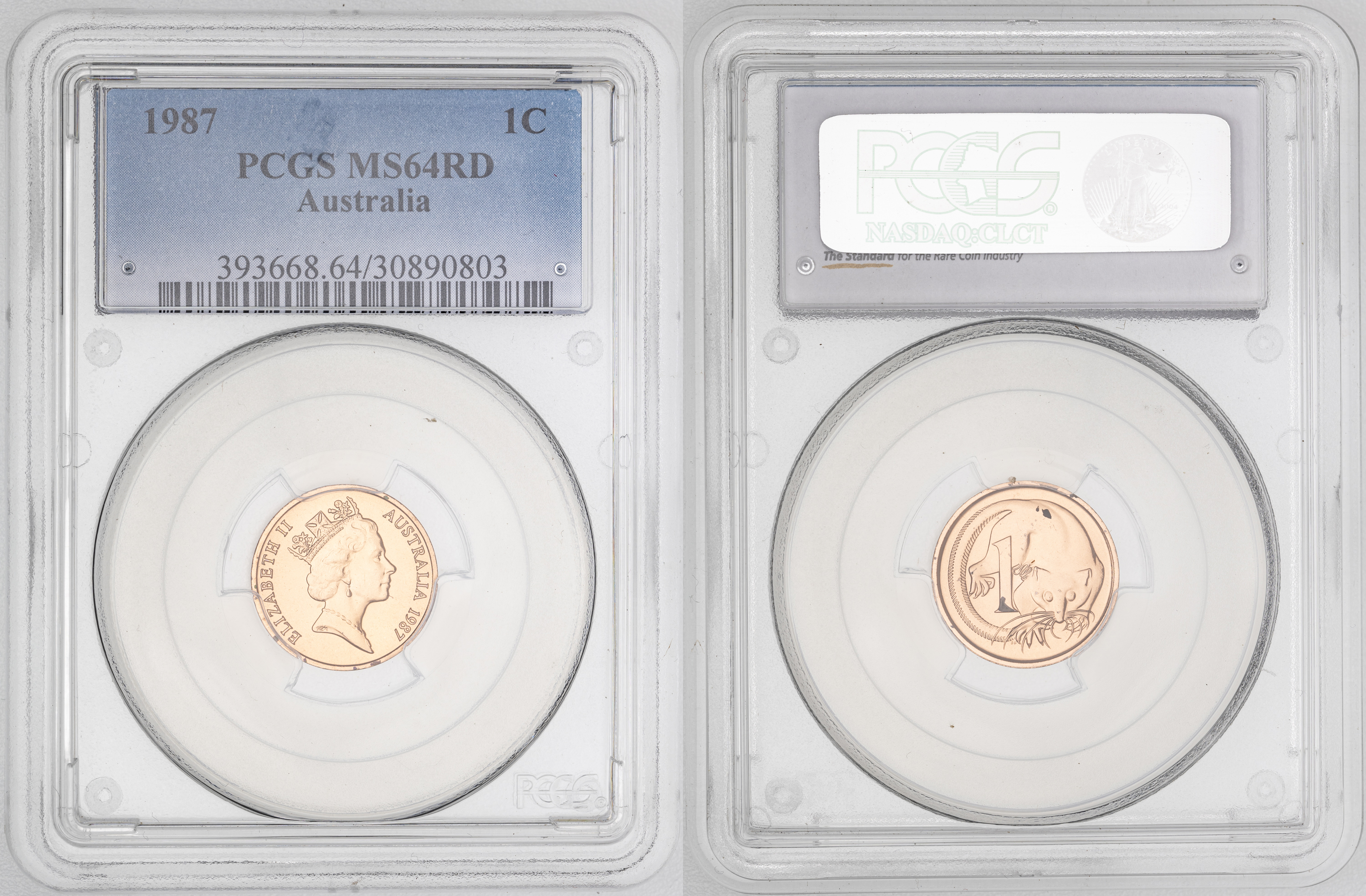 Elizabeth II, , One Cent, 1987, PCGS MS64RD