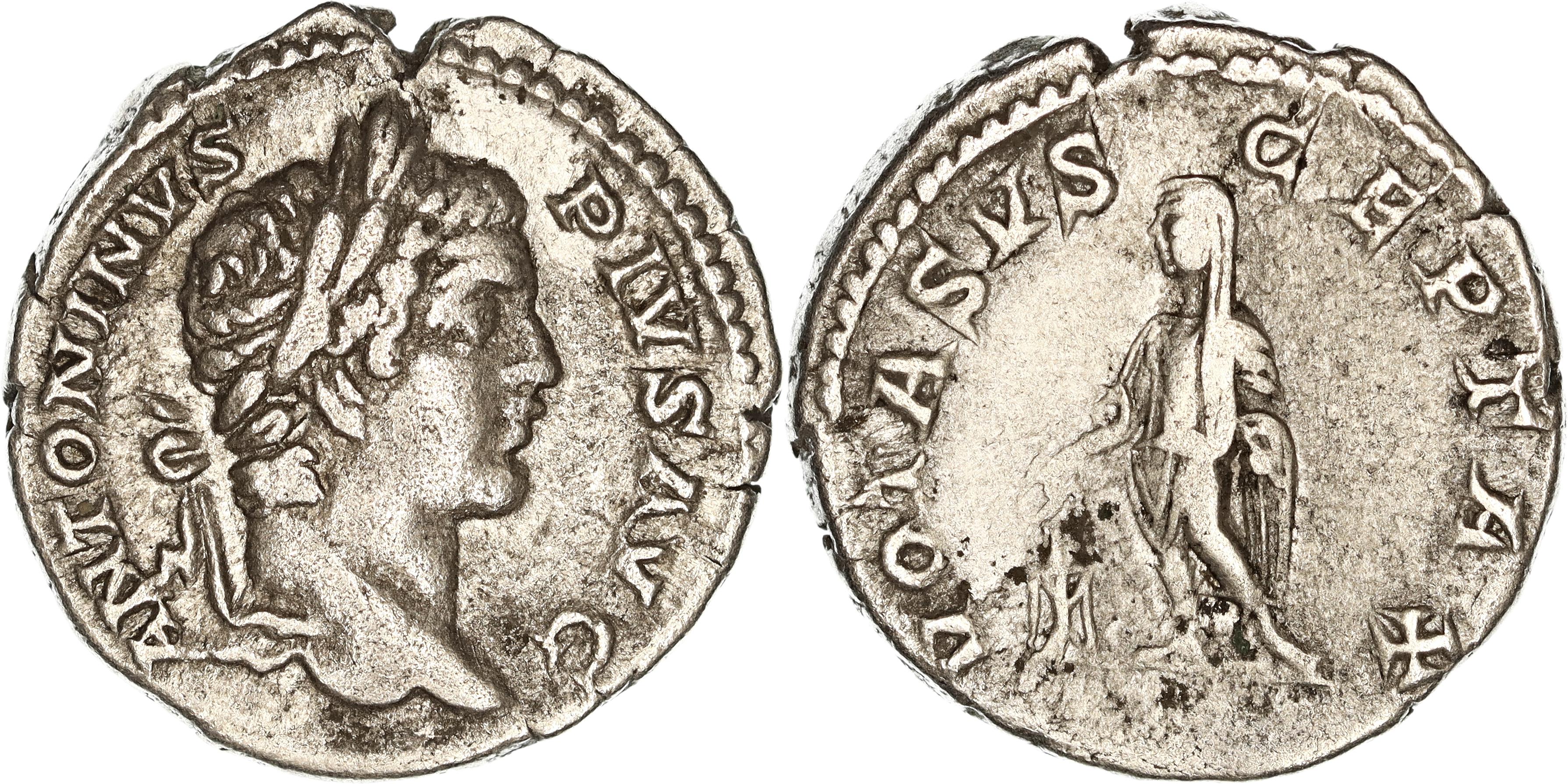 Roman Empire, Caracalla, Silver Denarius, 205-207 AD, nVF