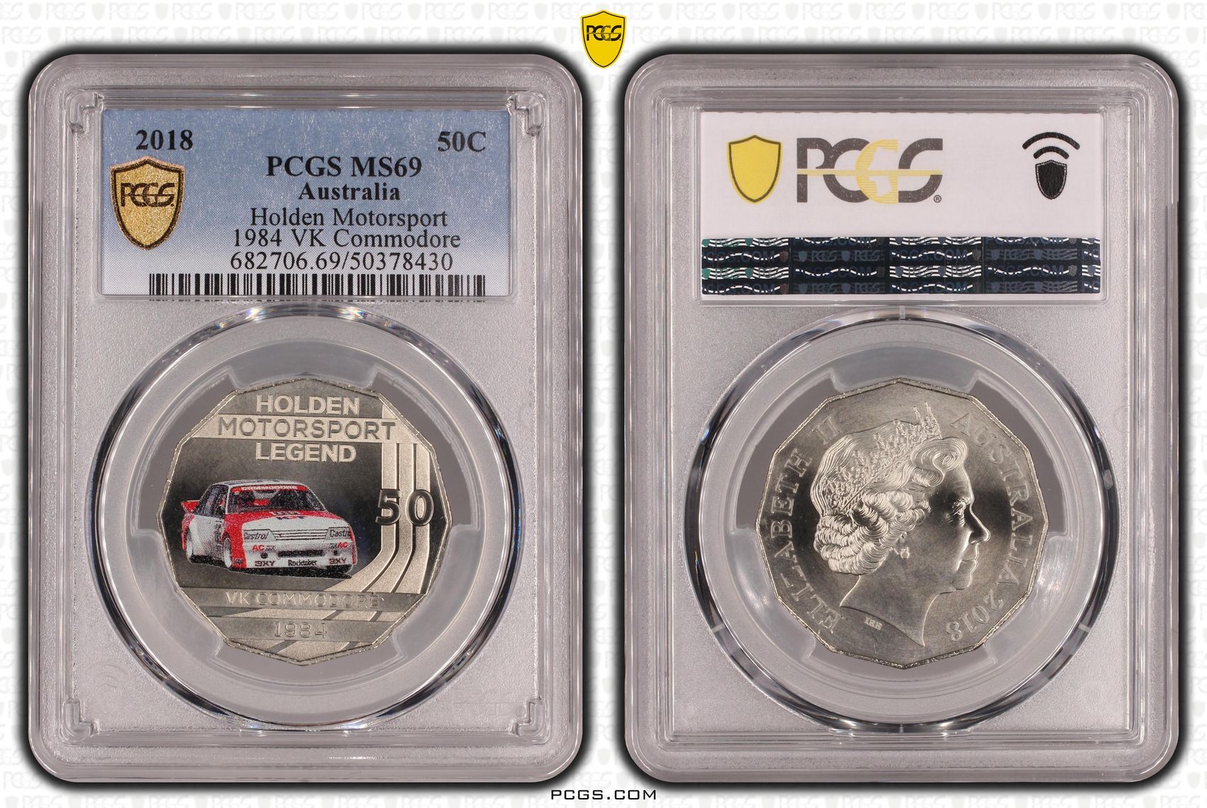 139 · Holden Motorsport Colorized - 1984 VK Commodore , Fifty Cent, 2018, PCGS MS69