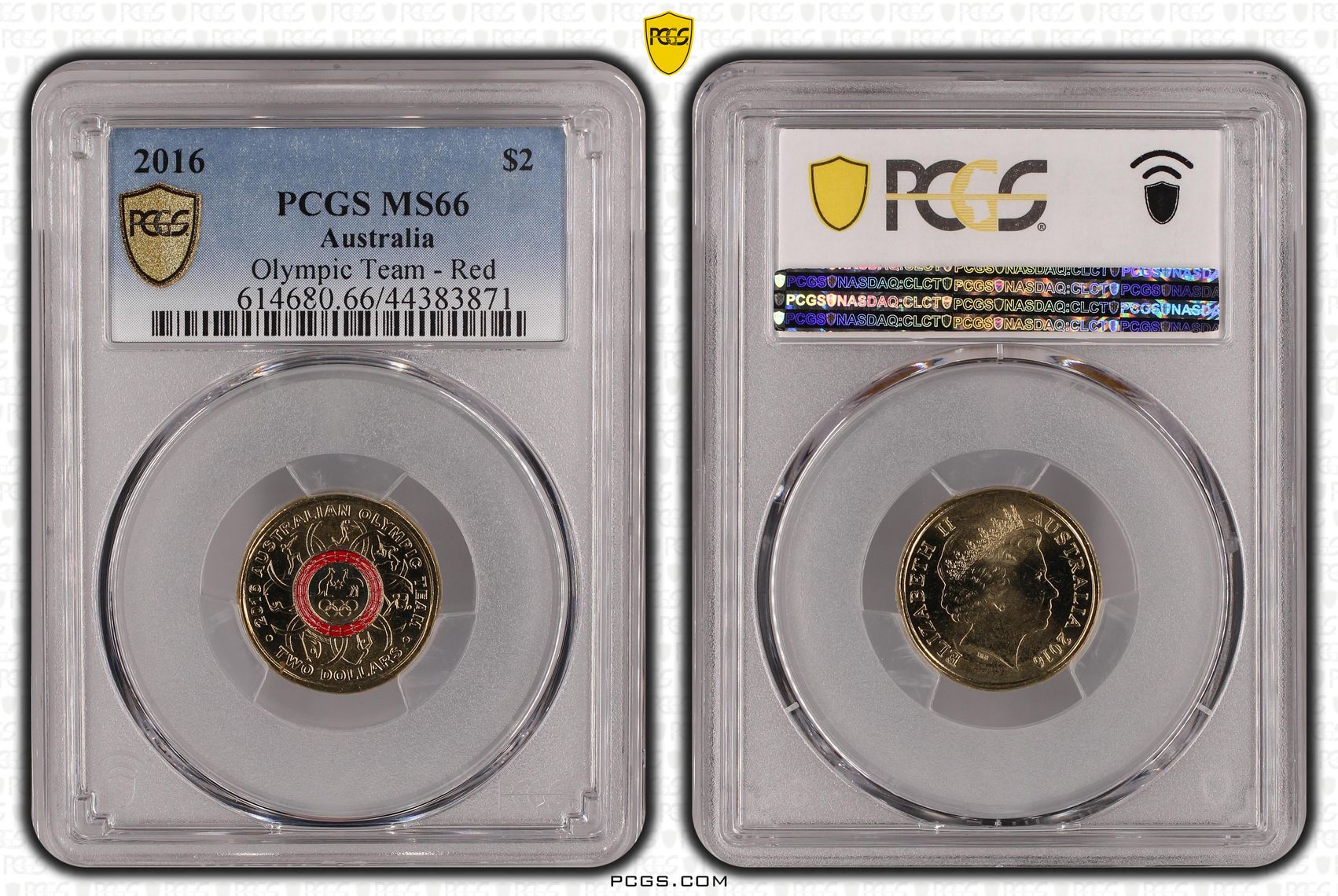 Olympic Team - Red Colorized, Two Dollar, 2016, PCGS MS66