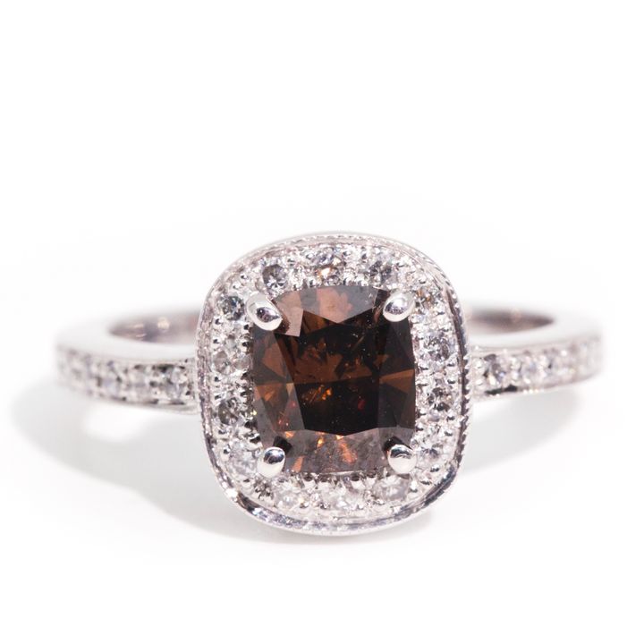 1.45 Carat Total Diamond Weight Cushion & Round Diamond Ring