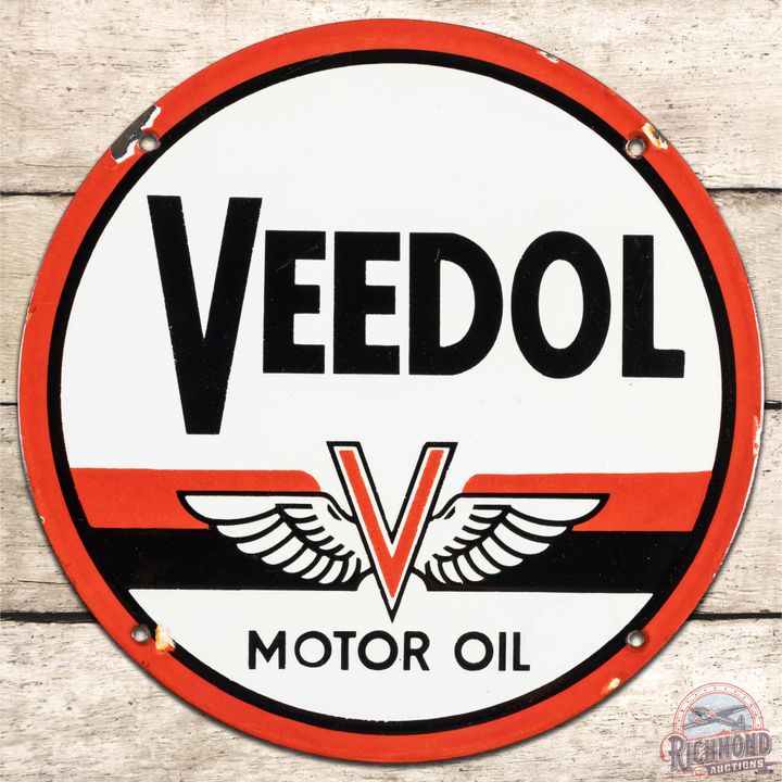 Veedol Motor Oil SS Porcelain Sign w/ Logo