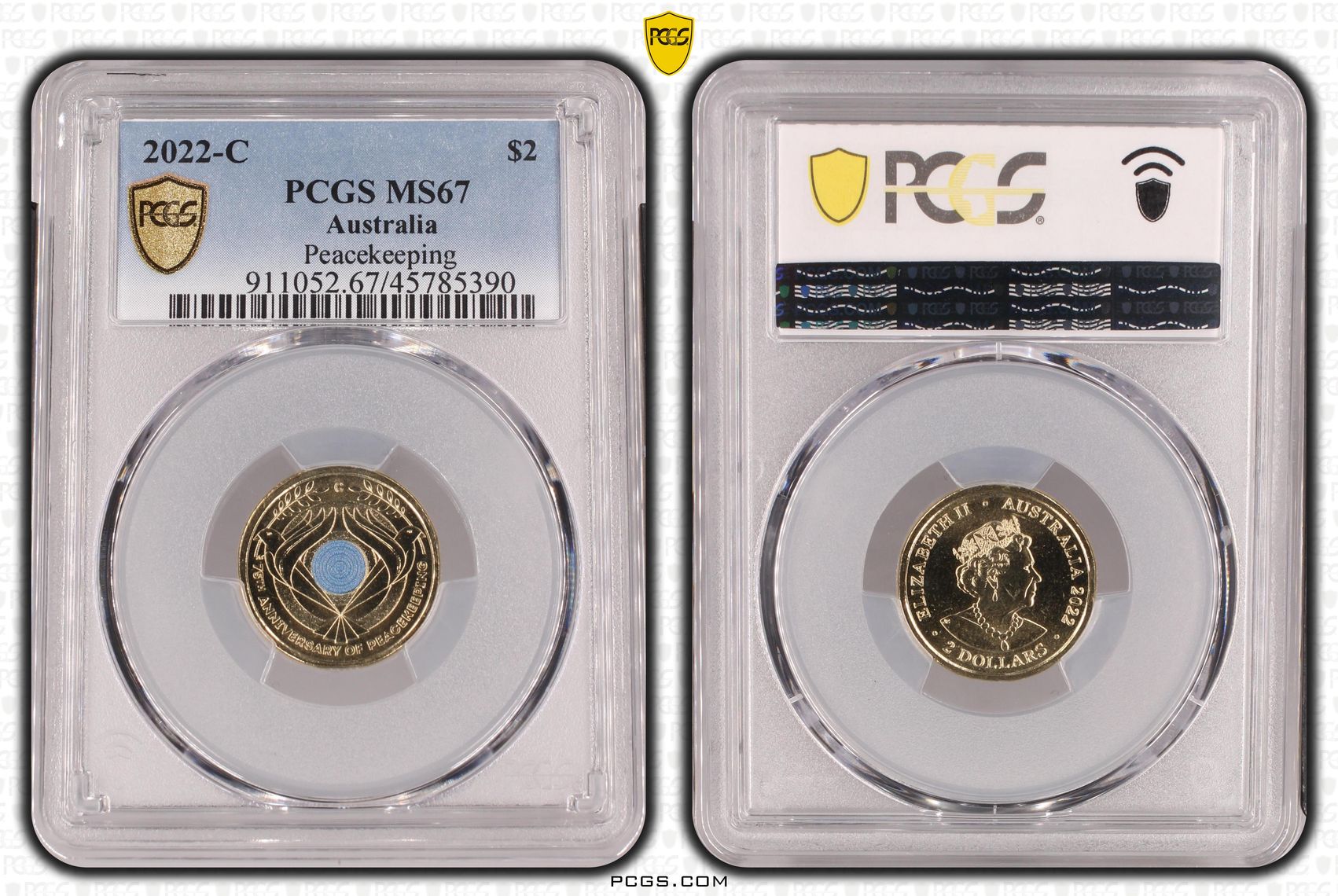 Elizabeth II, Peacekeeping Colorized, Two Dollar, 2022-C, PCGS MS67