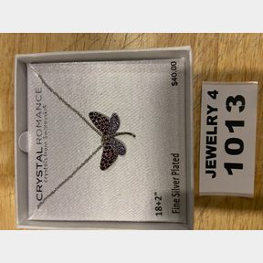 CRYSTAL ROMANCE FINE SILVER RH PURPLE DRAGONFLY NECKLACE