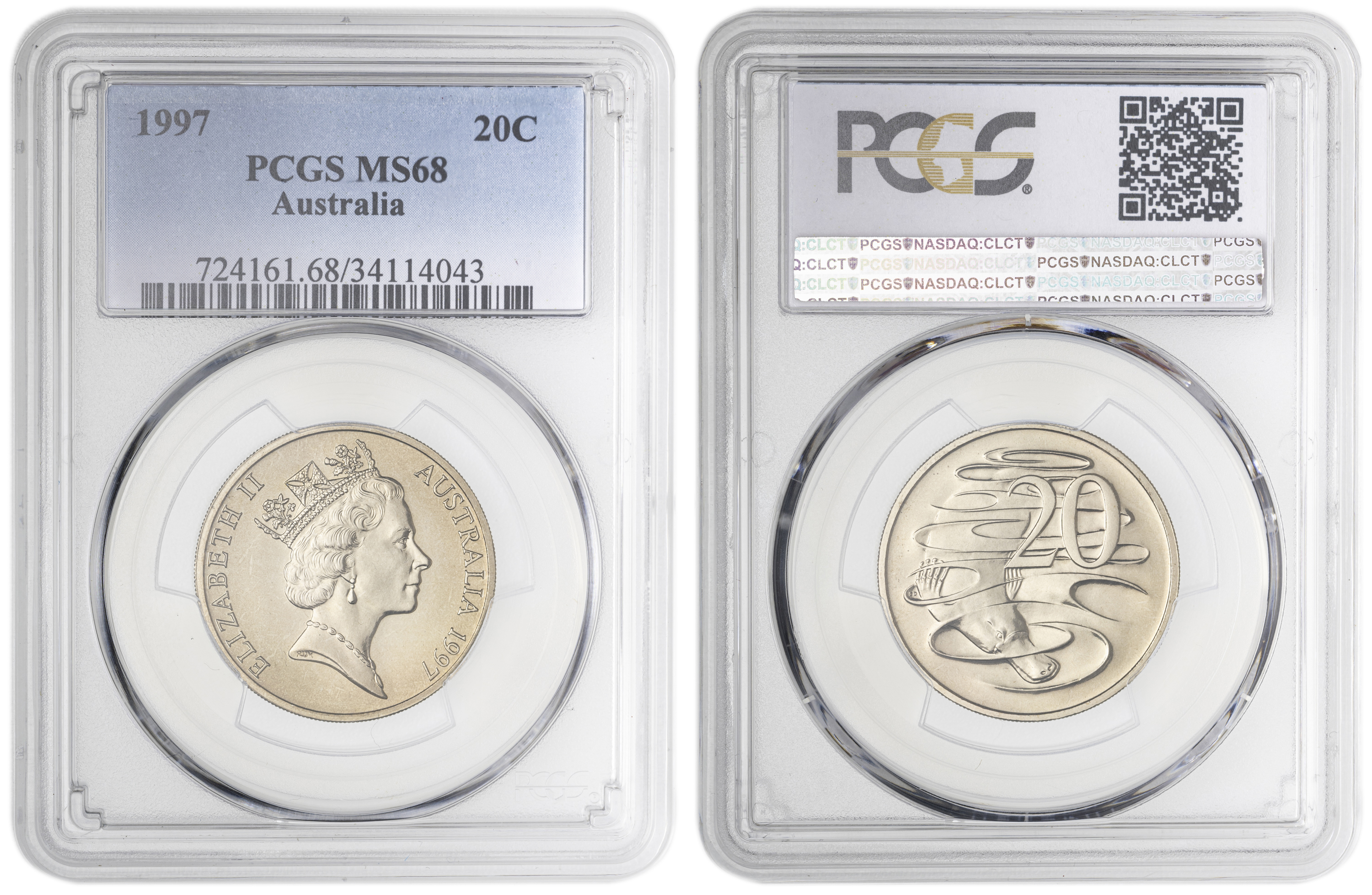 , Twenty Cent, 1997, PCGS MS68