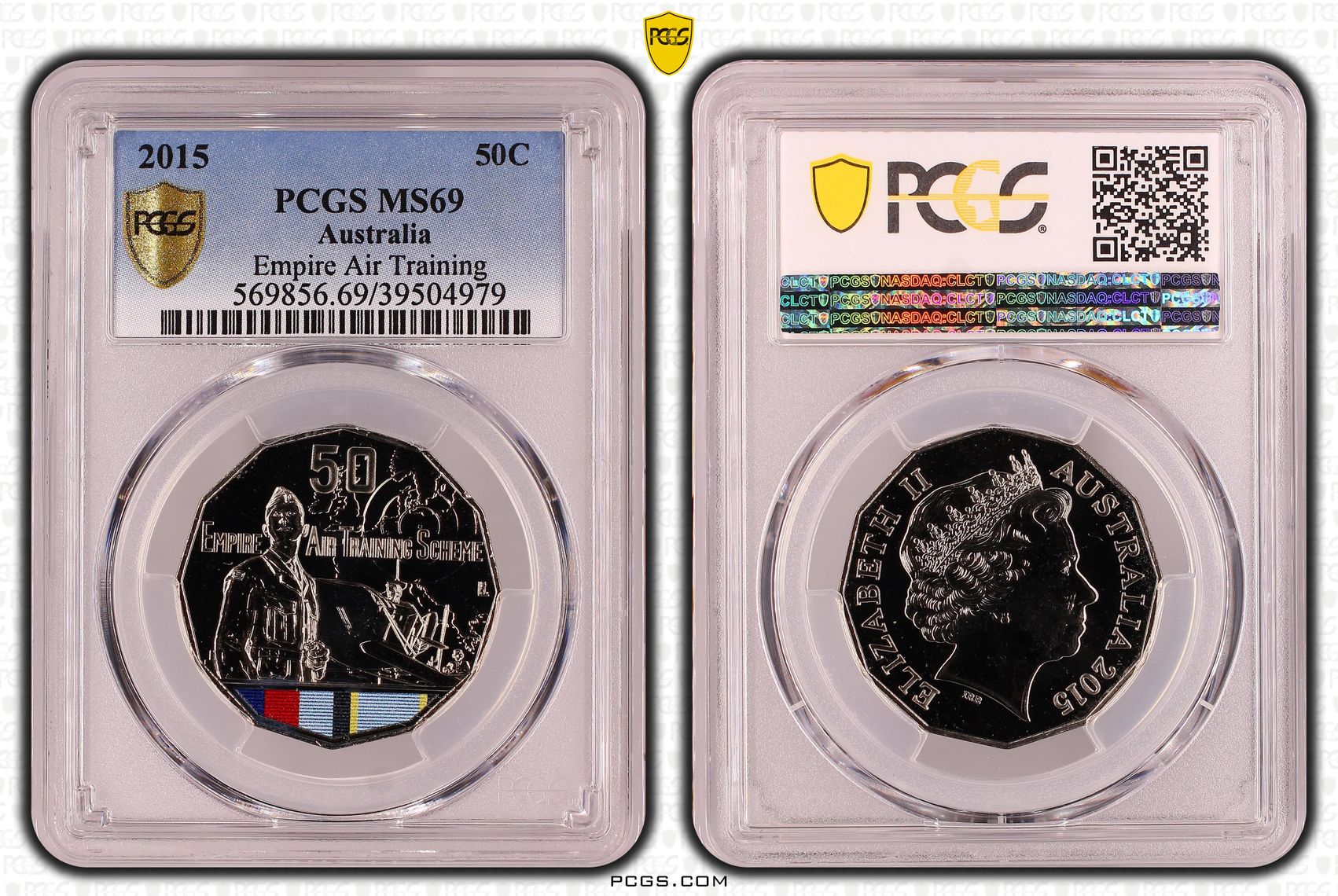 Empire Air Training Scheme Colorized, Fifty Cent, 2015, PCGS MS69