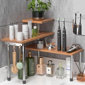 16.9X16.9X15.3 ZHWS BATHROOM COUNTER ORGANIZER CORNER COUNTERTOP SHELF ADJUSTABLE 3 TIER CORNER SHELF KITCHEN COUNTER ORGANIZER WI