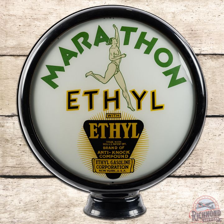 15" Marathon Ethyl Gas Pump Globe Lens & Metal Body - 9