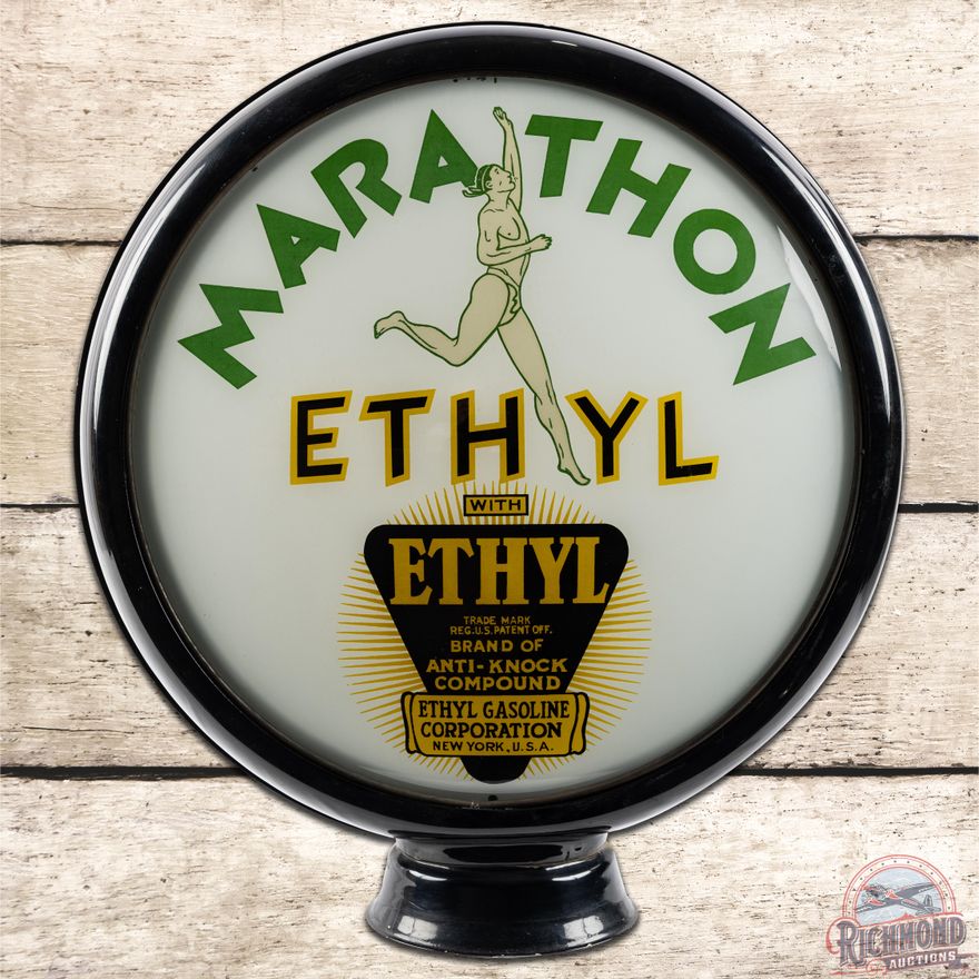 15" Marathon Ethyl Gas Pump Globe Lens & Metal Body - 9