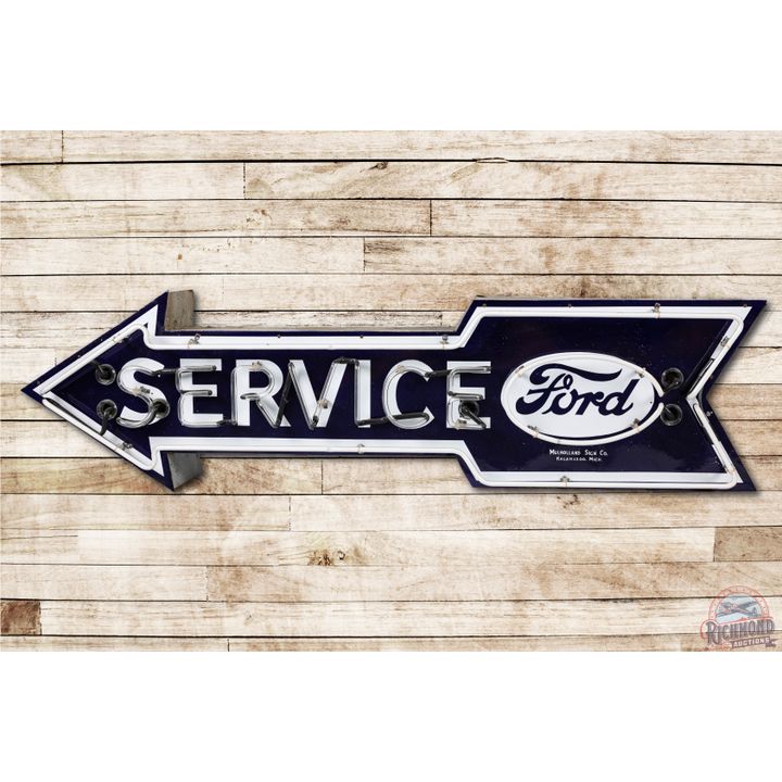 6' Ford Service Arrow Single Sided Porcelain Neon Sign