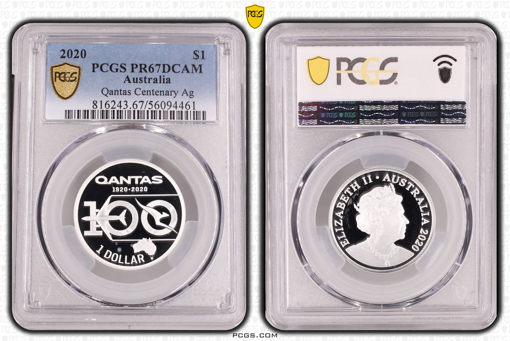Qantas Centenary Silver, One Dollar, 2020, PCGS PR67DCAM