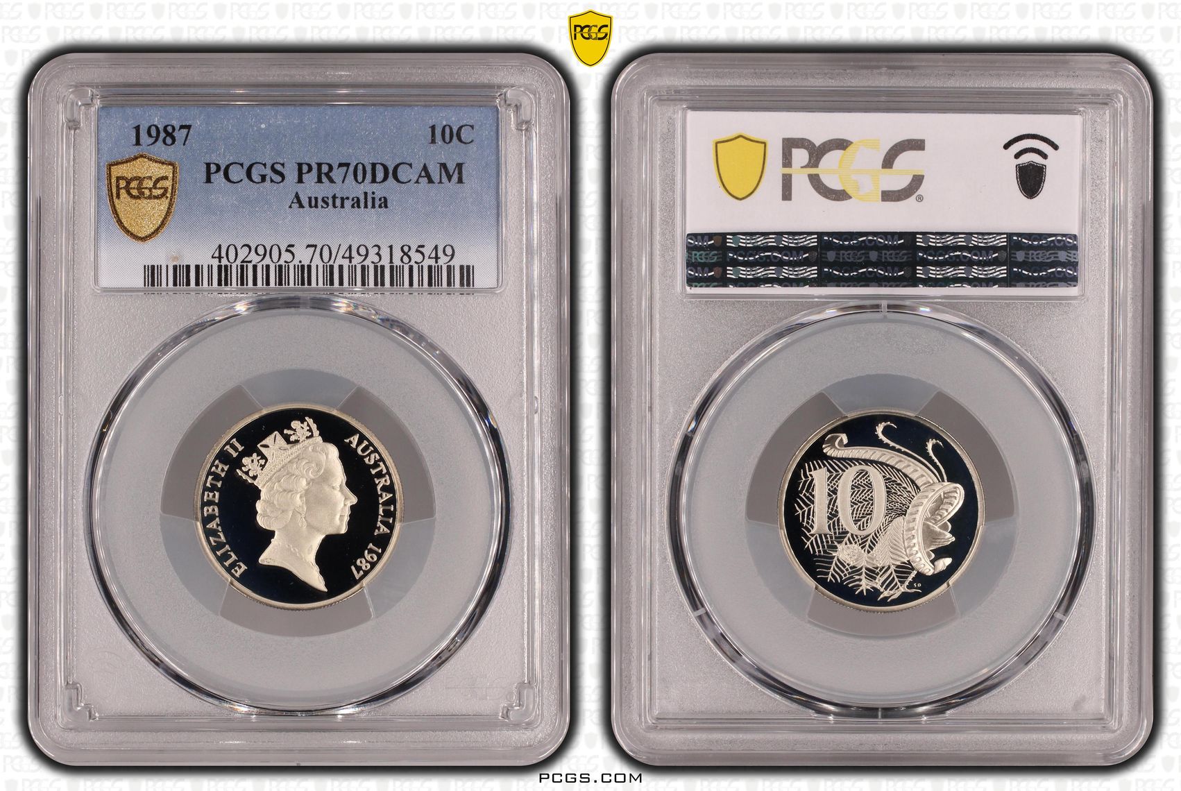 Ten Cent, 1987, Pcgs Pr70dcam
