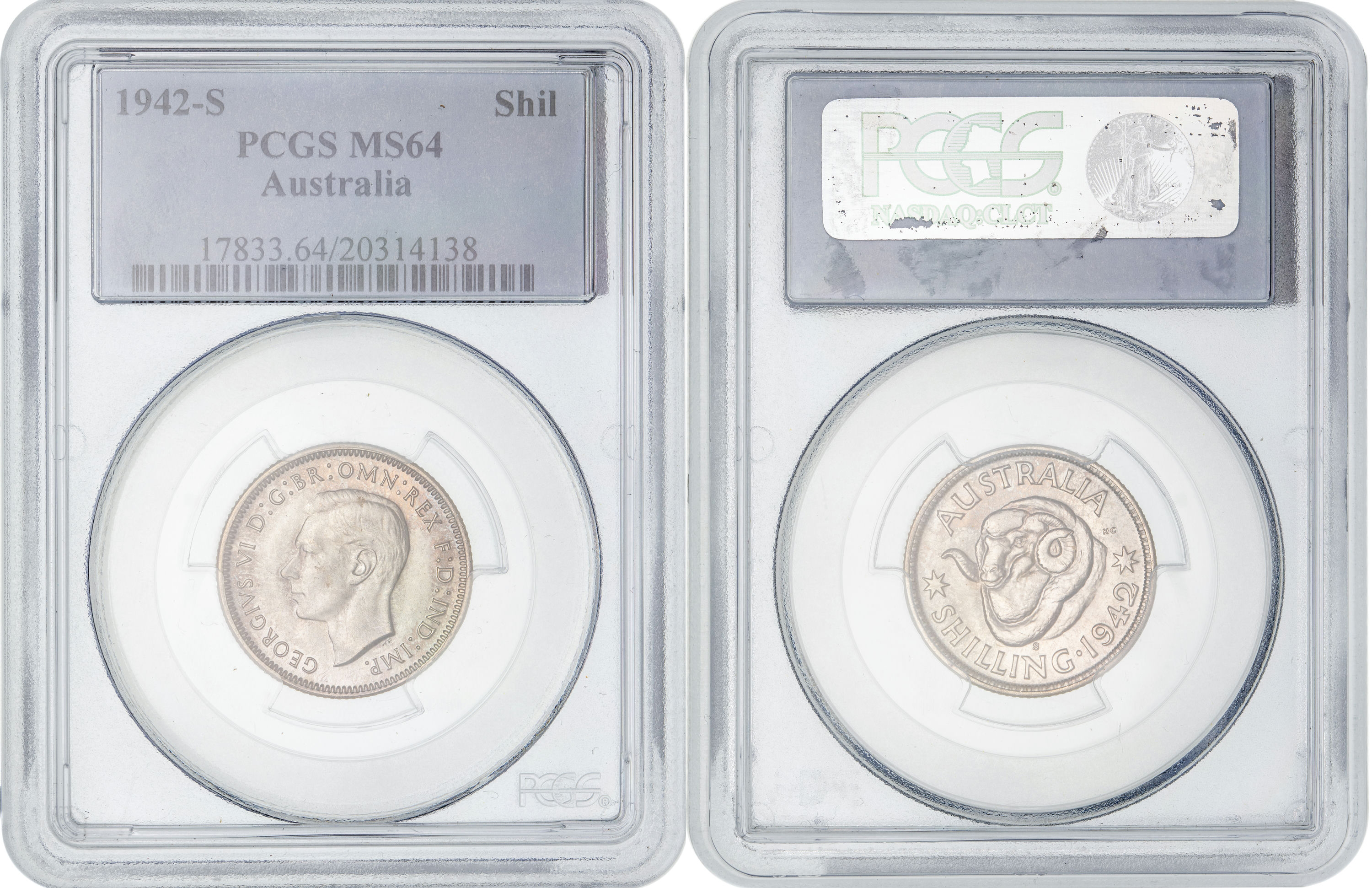 George VI, Shilling, 1942-S, PCGS MS64