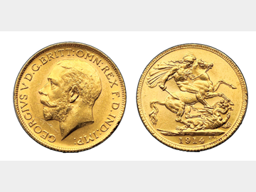 1914 GEORGE V LONDON MINT GOLD SOVEREIGN