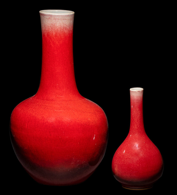 Two Sang-de-Boeuf Glazed Porcelain Vases
Height of taller 14 1/2 in., 36.8 cm.