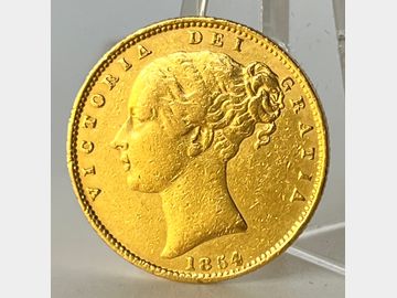 1854 VICTORIA YOUNG HEAD 'LONDON MINT' SHIELD GOLD SOVEREIGN