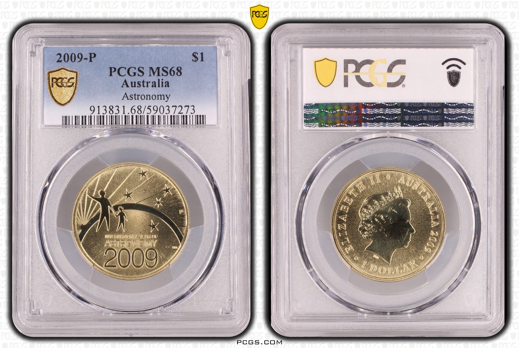 Astronomy, One Dollar, 2009-P, PCGS MS68