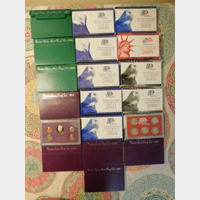 United States Mint Silver Proof Set 1984,85,87,89,96,98,2000-2008, 2005(3)