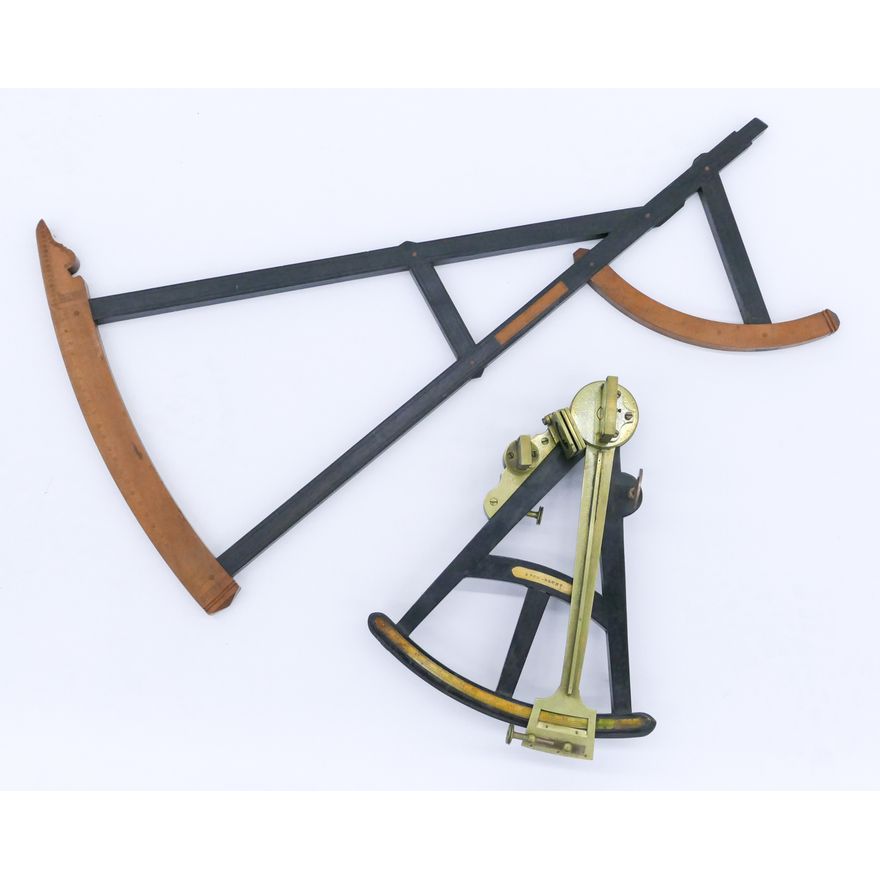 2pc Antique Nautical Sextant and Backstaff