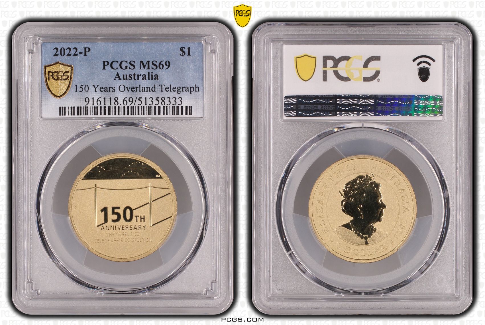 150 Years Overland Telegraph, POP 1/0, One Dollar, 2022-P, PCGS MS69