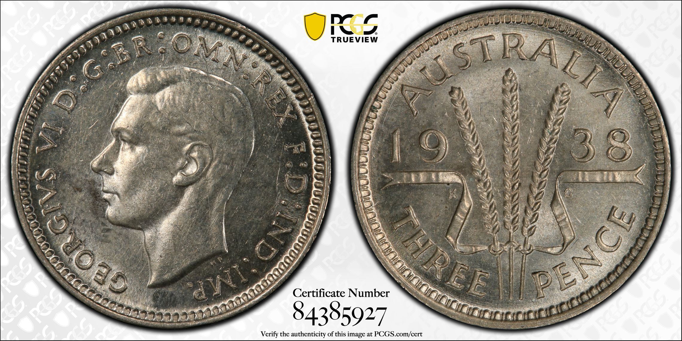 Threepence, 1938(m), PCGS MS62