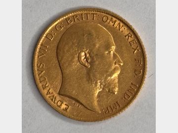1910 EDWARD VII LONDON MINT GOLD HALF SOVEREIGN