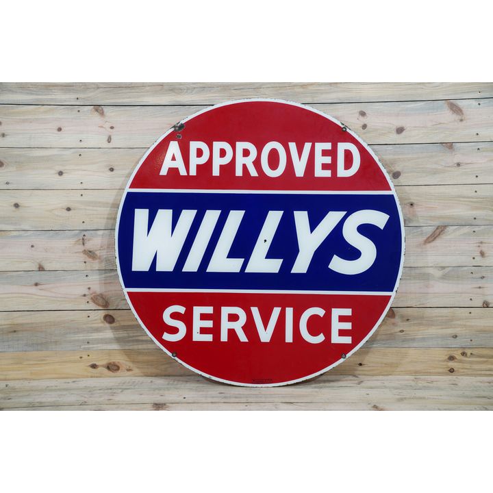 42" Willys Approved Service Double Sided Porcelain Sign TAC 8.5
