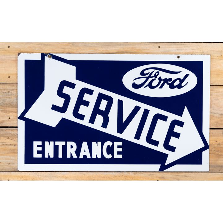 Ford Service Entrance w/ Arrow Double Sided Porcelain Sign TAC 9.25