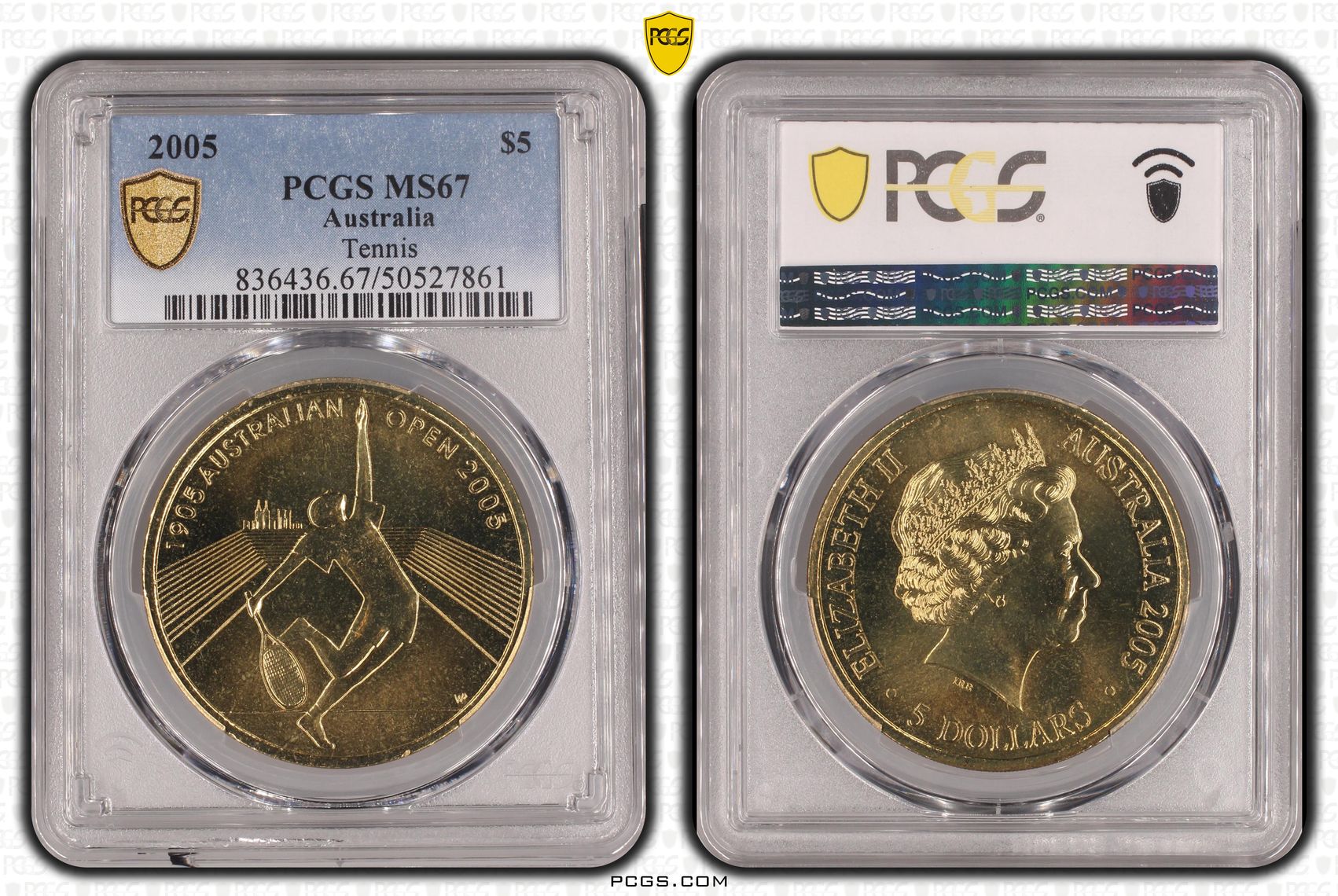 Tennis, Five Dollar, 2005, PCGS MS67