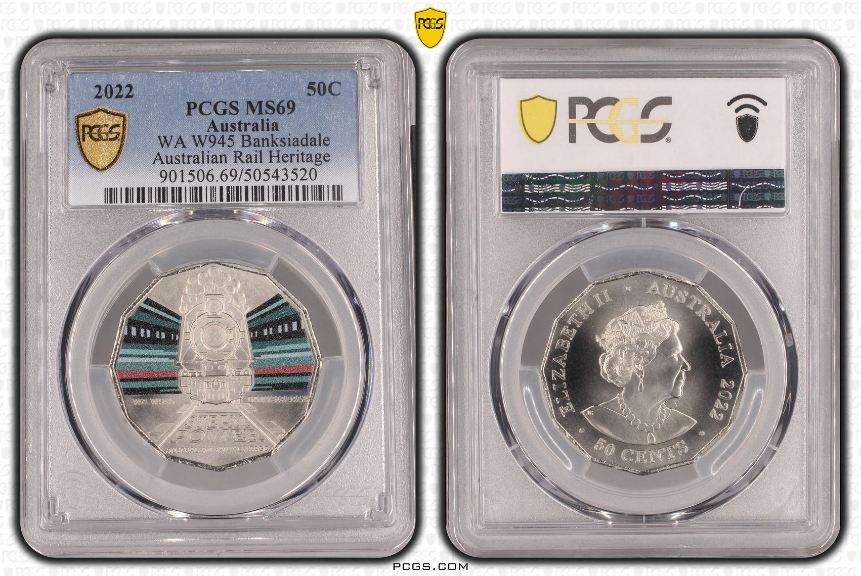 WA W945 Banksiadale, Fifty Cent, 2022, PCGS MS69