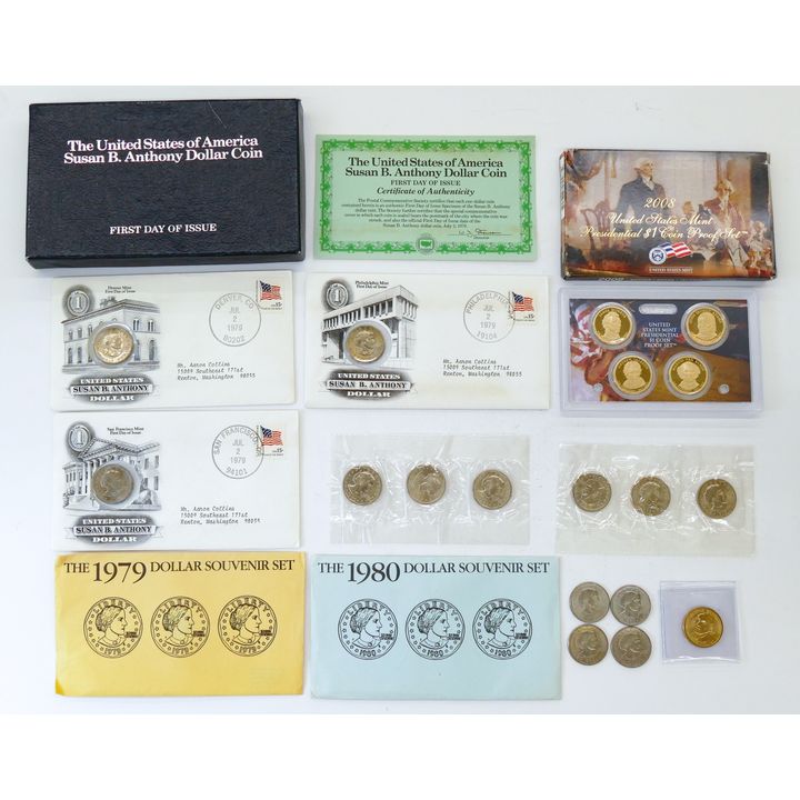 Box US Susan B. Anthony $1 Coins etc. 17pc