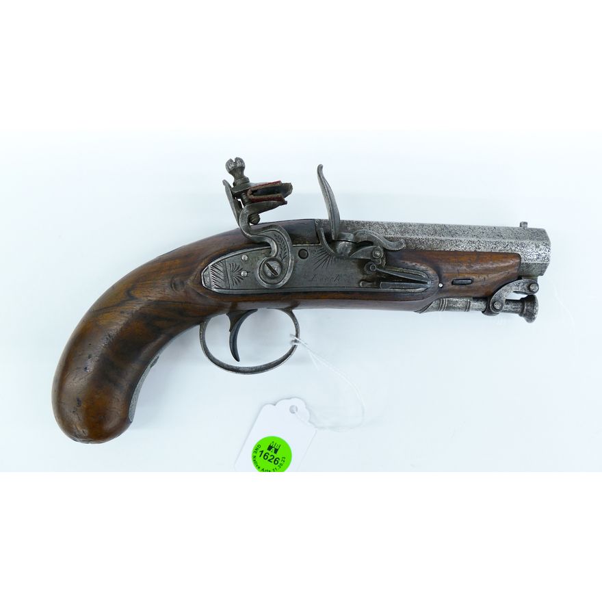Antique Leech Irish Flintlock .53 Cal. Pistol with 4'' Barrel 8.25''