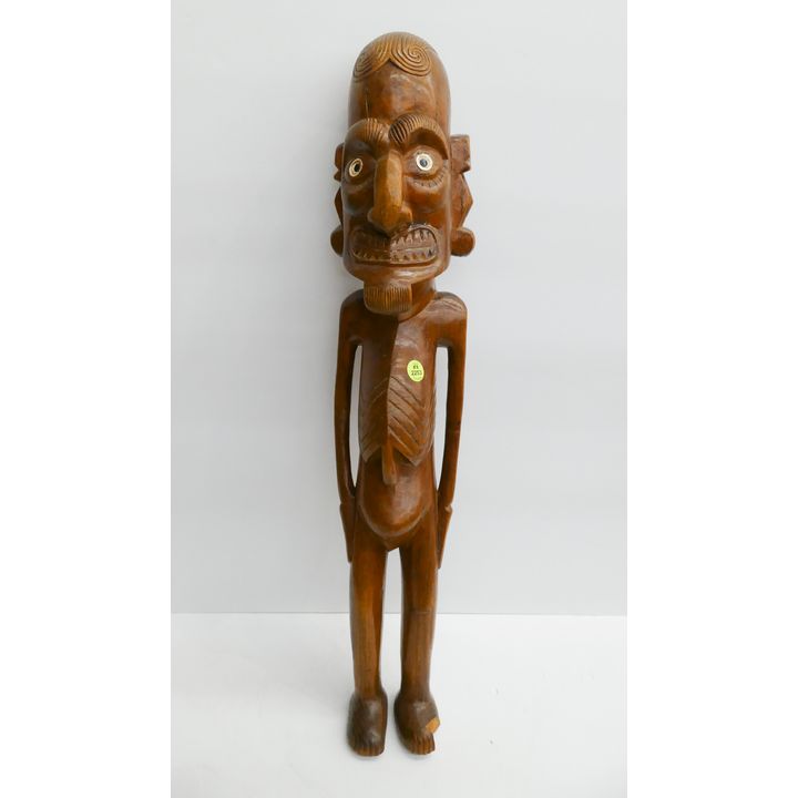 Maori Carved Hardwood Male Figure- chip to foot- 26''
