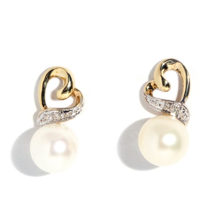 9 Carat Akoya Pearl and Diamond Studs,
