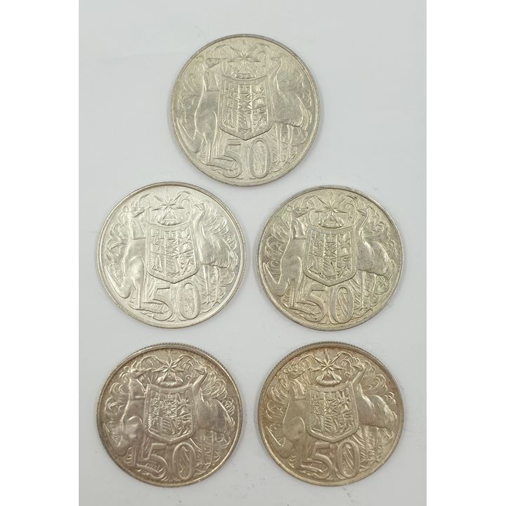 Aus. 1966 Round 50c Coins (x5)